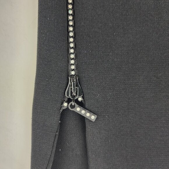 MARINA RINALDI Max Mara Black Crepe Dress Pants Crystals - Picture 3 of 5
